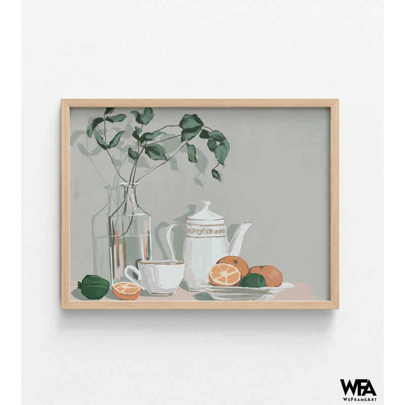 Menthe, lime et oranges par Urban Road, art mural agrumes, reproduction de peinture à l'huile de lime, reproduction de peinture à l'herbe, art mural orange, décoration murale fruits