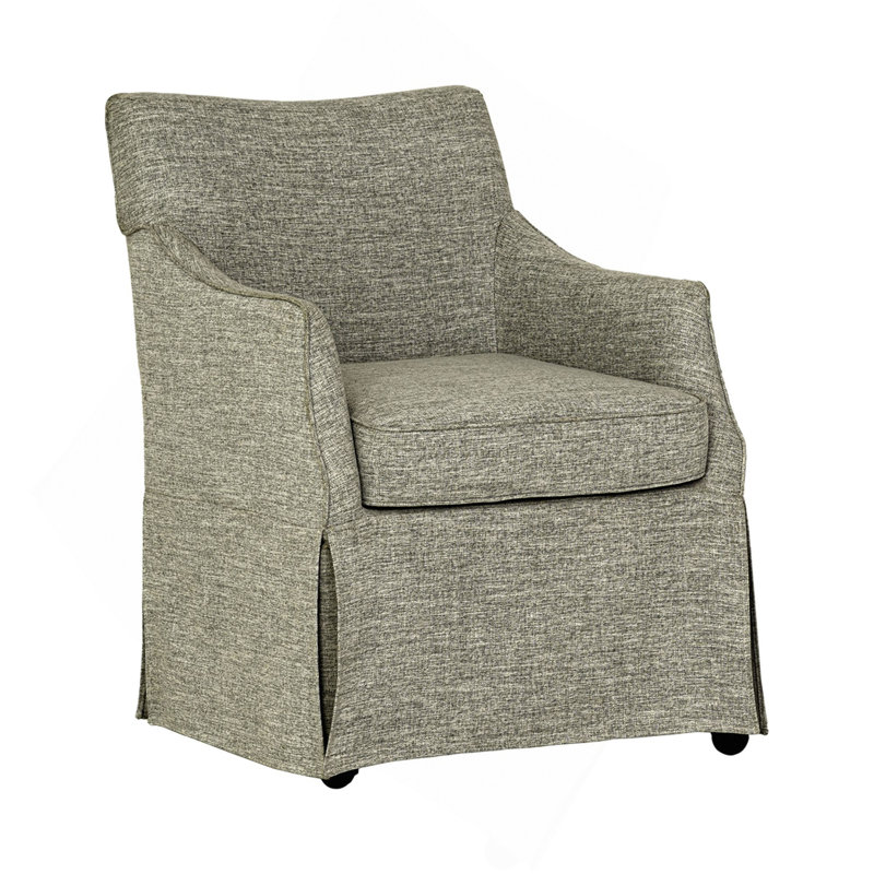 Chaise rembourrée avec accoudoirs et roulettes cachées, Gris