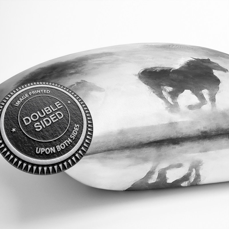 Horses Painting Cushion with Filling, 40cm H x 40cm W x 15cm D