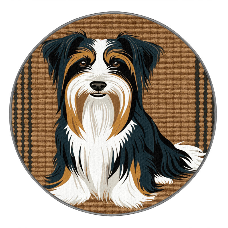  Tapis lavable pour chien Biewer Terrier, Rond 5 pi