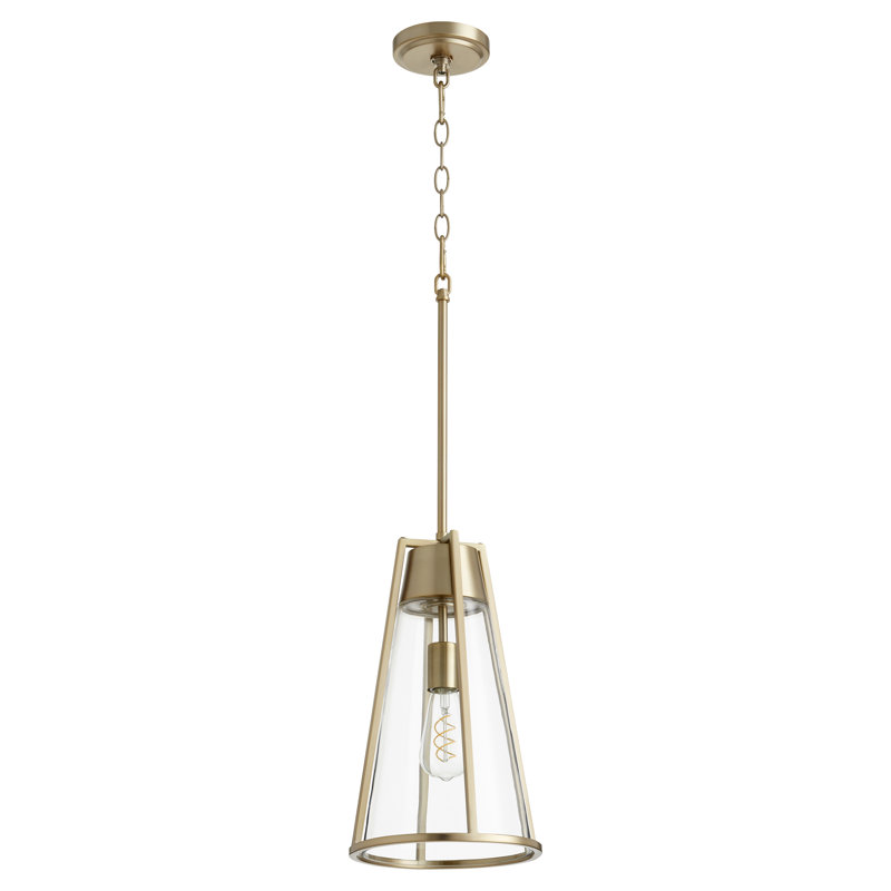 Aime 1 - Light Single Pendant, Aged Brass, 16" H x 9" W x 9" D