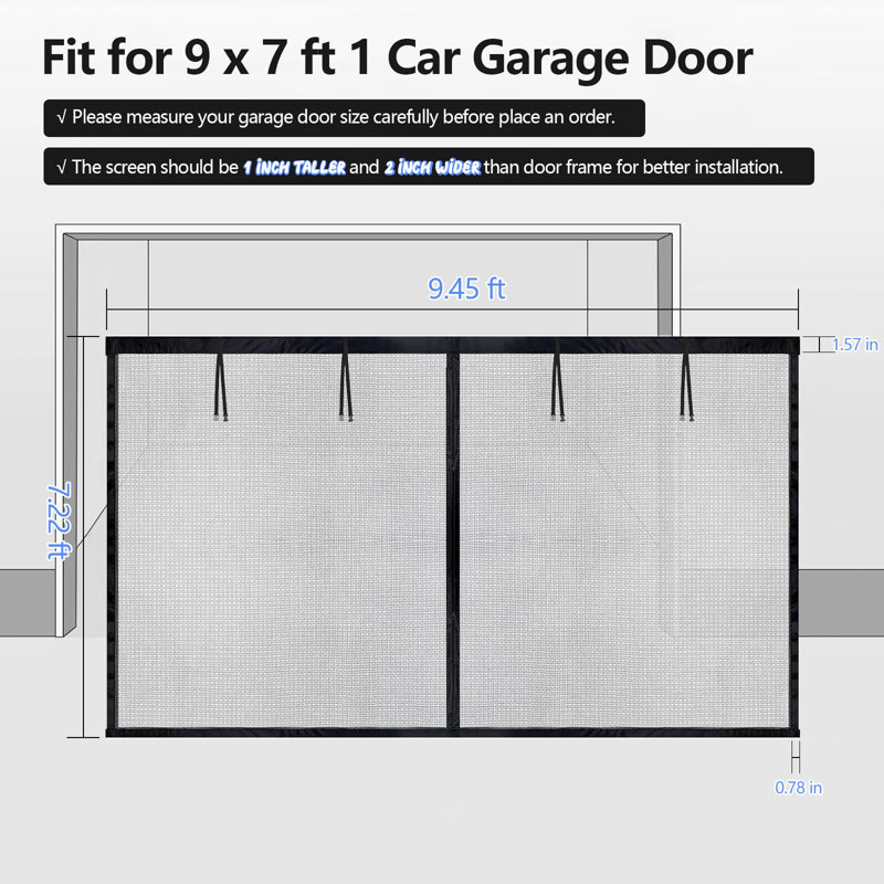 Écran de porte de garage pour 1 voiture 9 X 7 pi
