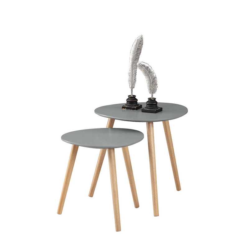 Amethist Nesting End Table, Grey/Light Oak
