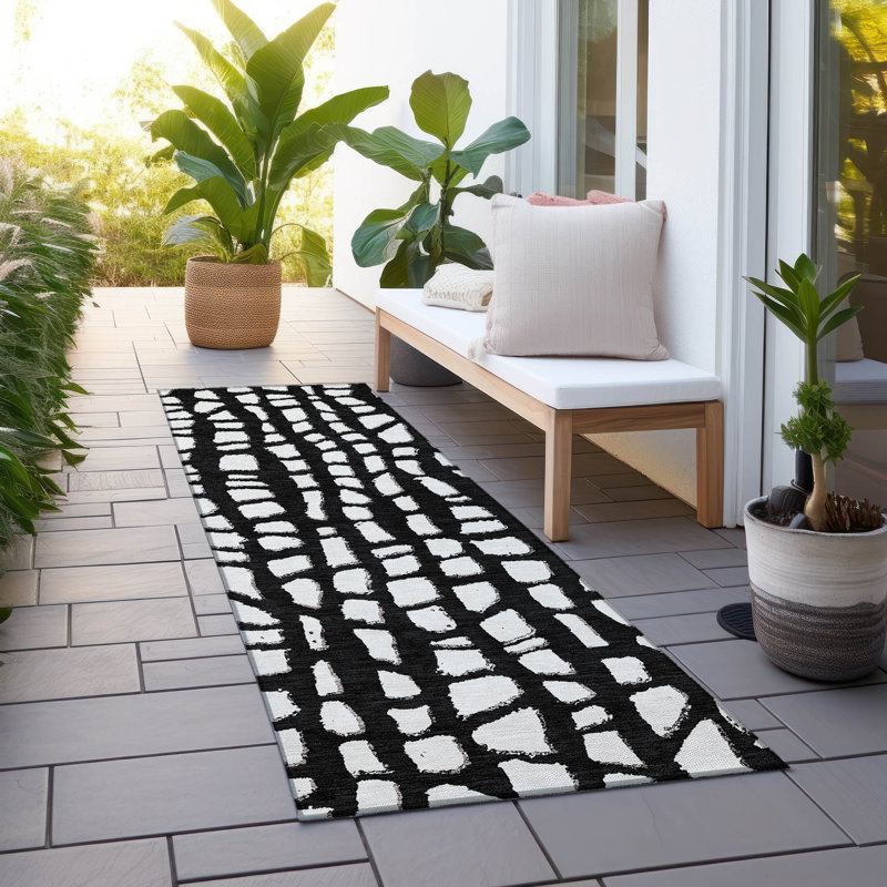 Tapis noir intérieur / extérieur lavable à la machine Lamanna ACN754, Tapis de couloir 2 pi 3 po x 7 pi 6 po