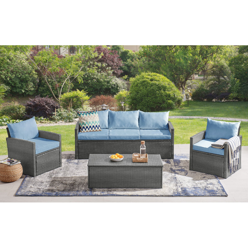 Chaise de patio avec coussins Avamonroe, Gris
