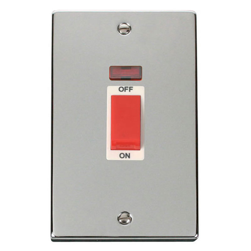 Polished Chrome 2 Gang Size 45A Switch With Neon