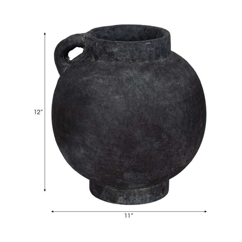 Handmade Ceramic / Porcelain Table Vase, Overall Height - 12", Black