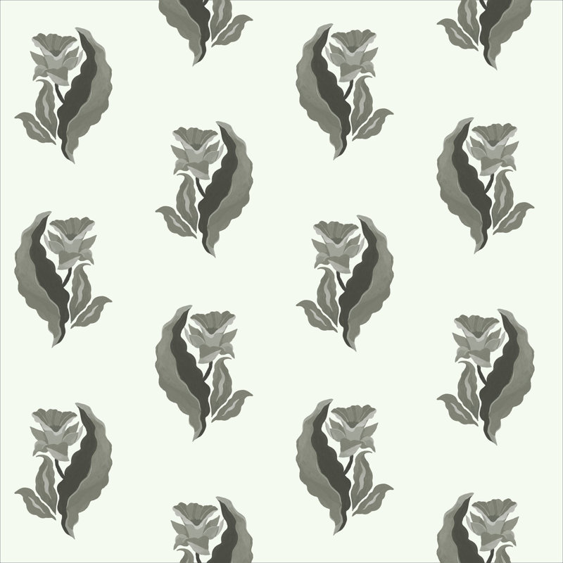 Morning Glory - Golden Botanical Wallpaper, Ink, Peel & Stick, Self-adhesive