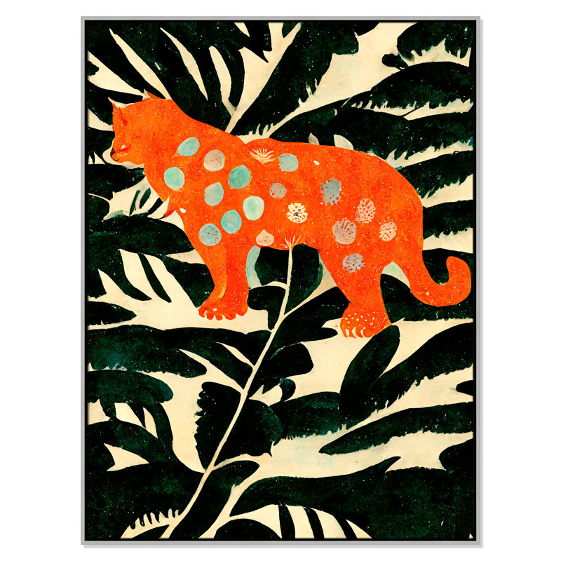 «Jungle» par Treechild, Toile avec cadre, L 37,5 po x H 49,5 po, Flottant argent