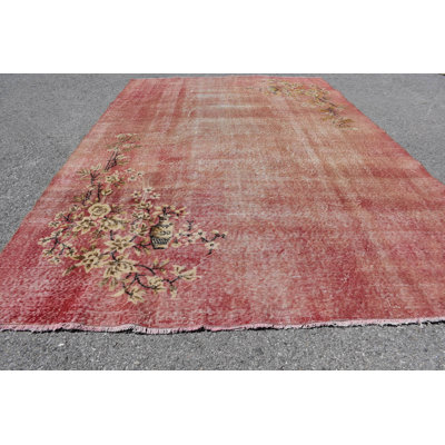 Kitchen Rug, Orange Oushak Rugs, Floor Rug, Turkish Rug, Vintage Rug, 7x10.3 ft Oversize Rugs