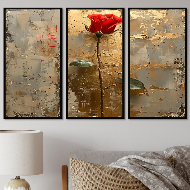 Messines - ensemble d'art mural rose, Cadre flottant noir, H 40 po x l 60 po x P 1 po