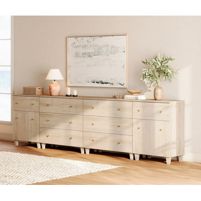 Commodes 4 en 1 Lysiane avec 8 tiroirs et 2 tablettes pour la chambre à coucher