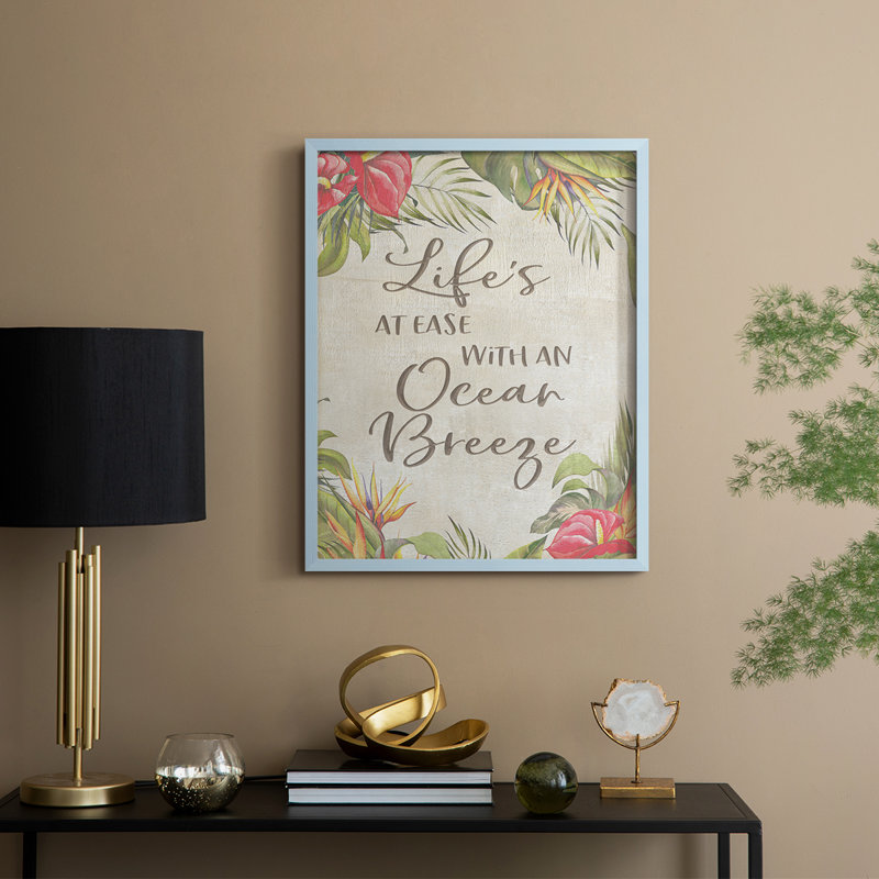 «Life's At Ease», reproduction encadrée - bois massif, H 30 po x l 24 po, Bleu