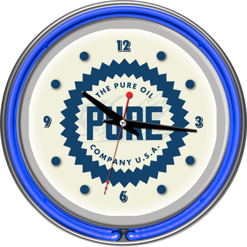 Pure Oil Wordmark Glass Wall Clock