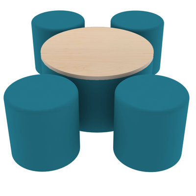Pro Series Dry-Erase Round Ottoman Table with Round 12" H Seating, 5-Piece Set