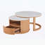 Table basse gigogne ronde, rangement à 2 niveaux et tiroir pour les espaces de vie modernes