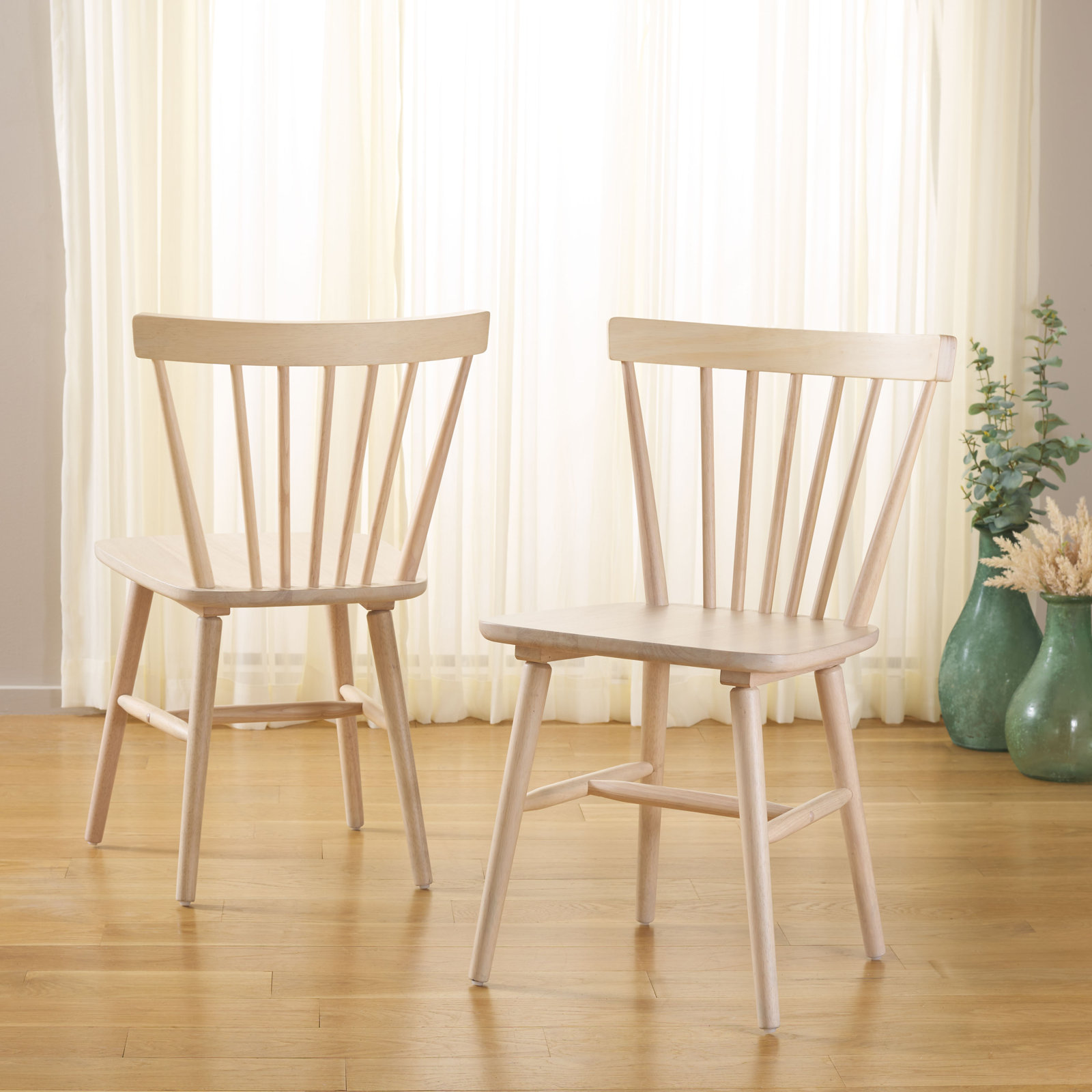 Antoya Solid Wood Dining Chair, White Washed