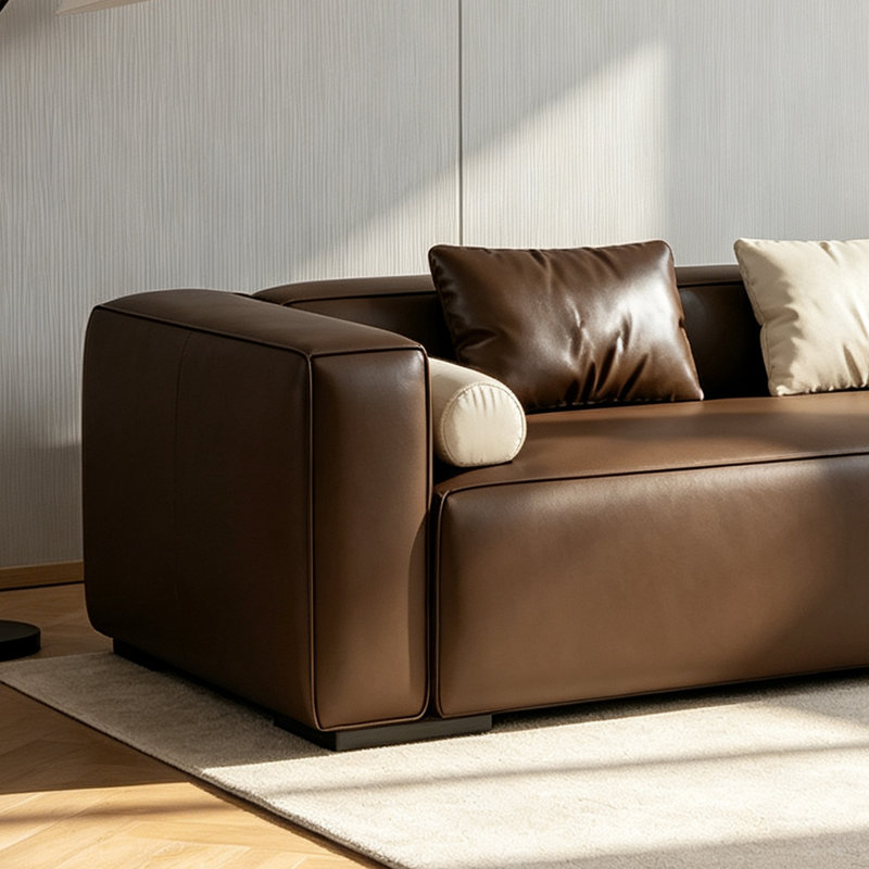 Chaise longue en similicuir de luxe moderne, Brun