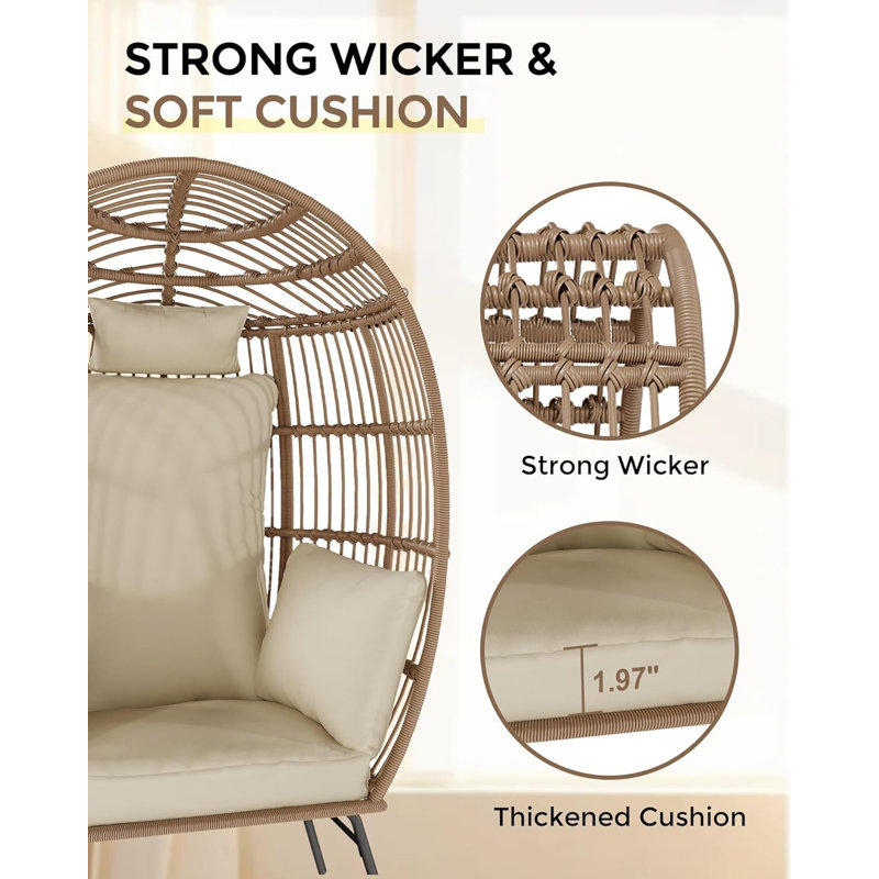 Ensemble de chaises en osier avec repose-pieds Wicker, Beige
