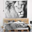 Tête de lion en tapisserie grise-28484115