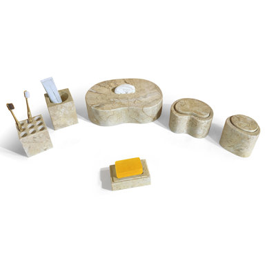 ensemble d'accessoires de salle de bain en marbre naturel