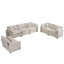 Ensemble de canapé de salon moderne en tissu 2 pièces, 2 canapés 2 places et 1 canapé 3 places, ensemble de 3 canapés rembourrés avec coussins et coussins confortables, tissu velours côtelé beige clair