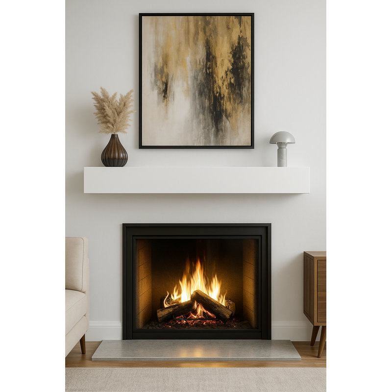 Fireplace Mantel, Modern Design, Wall-Mounted Floating Shelf, White, 60"H x 8"W x 6"D
