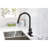 Pull Down Kitchen Faucet In Matt Black Stainless Steel - 360 Rotatable High Nozzle, Corrosion Coating, Single Handle For Convenient Water Flow And Temperature Control With Rust Adjustment-2044636709
