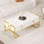 Table basse moderne moderne blanche avec 4 tiroirs et base dorée de 47,3 po (table incluse seulement)-388742626