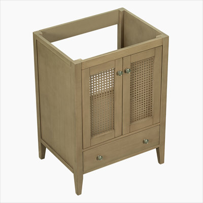 Meuble-lavabo 24 po sans lavabo, base seulement, armoire en rotin avec portes et tiroir