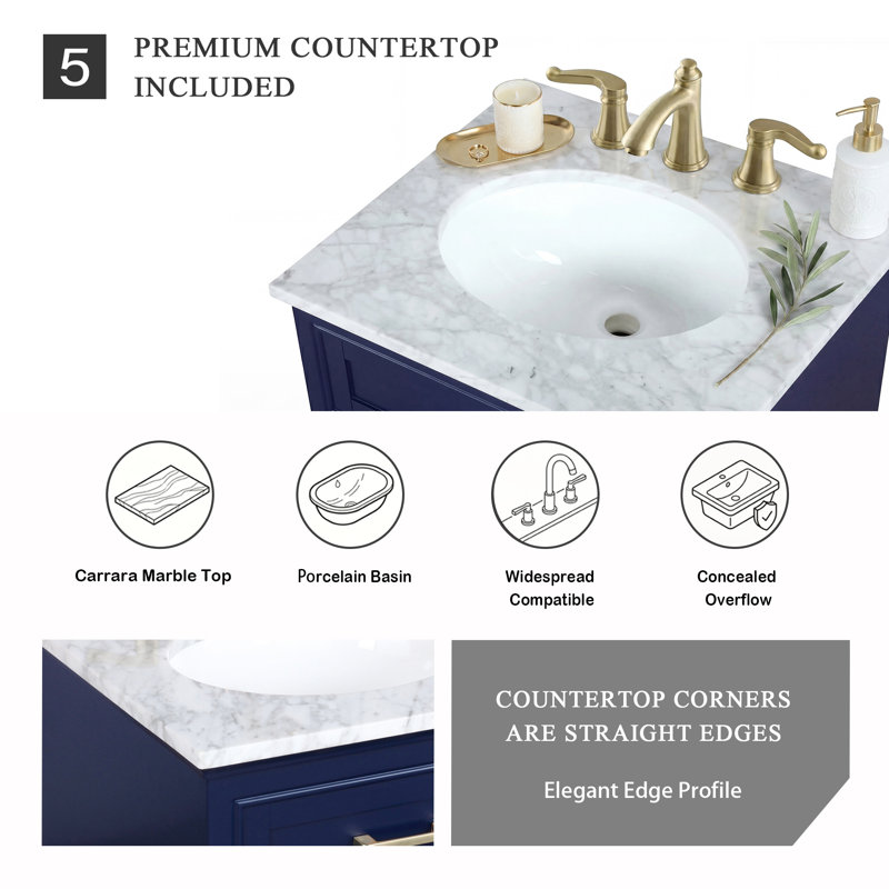 Ensemble de meuble-lavabo simple 24 po Hermes, Bleu