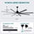 Jawanna Ceiling Fan with Light, 8-Blade Large Ceiling Fan with Remote, 6-Speed Reversible DC Motor, Indoor Outdoor Use, Dimmable 3-Color LED for Living Room, Working Room, Terrace-295924164