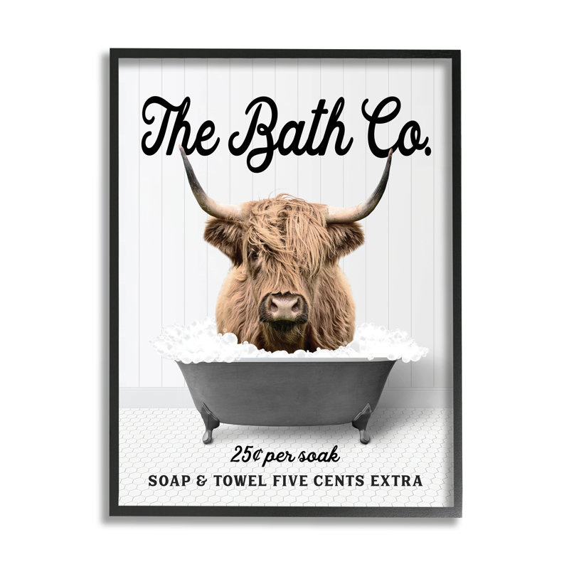 " Bubble Bath Highland Cow ", 20" H x 16" W x 1.5" D