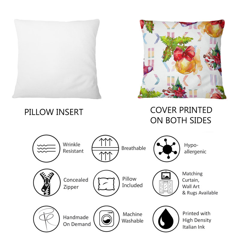 Symboles des fêtes de Noël et hiver - Coussin imprimé à motif