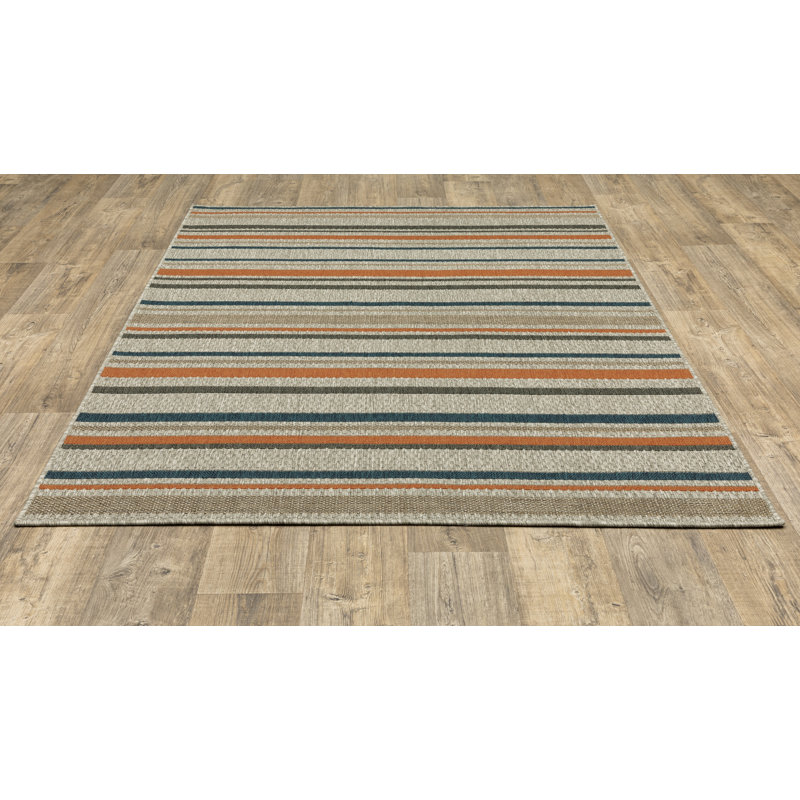 Izola Machine Woven Striped Area Rug , Rectangle 3'3" x 5'