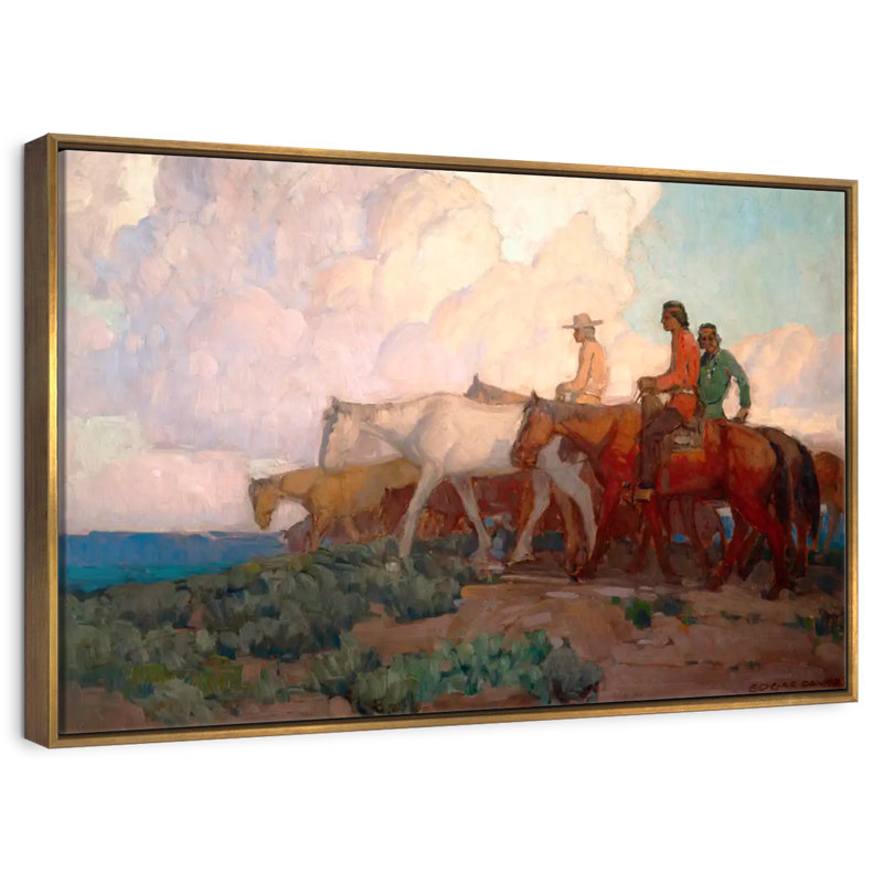 Navajo Range Riders, 40" X 27", Floating Frame Gold