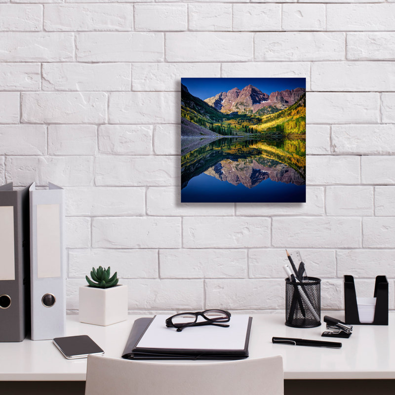 «Maroon Bells» par Rick Berk, art mural sur toile, H 12 po x l 12 po x P 0,75 po