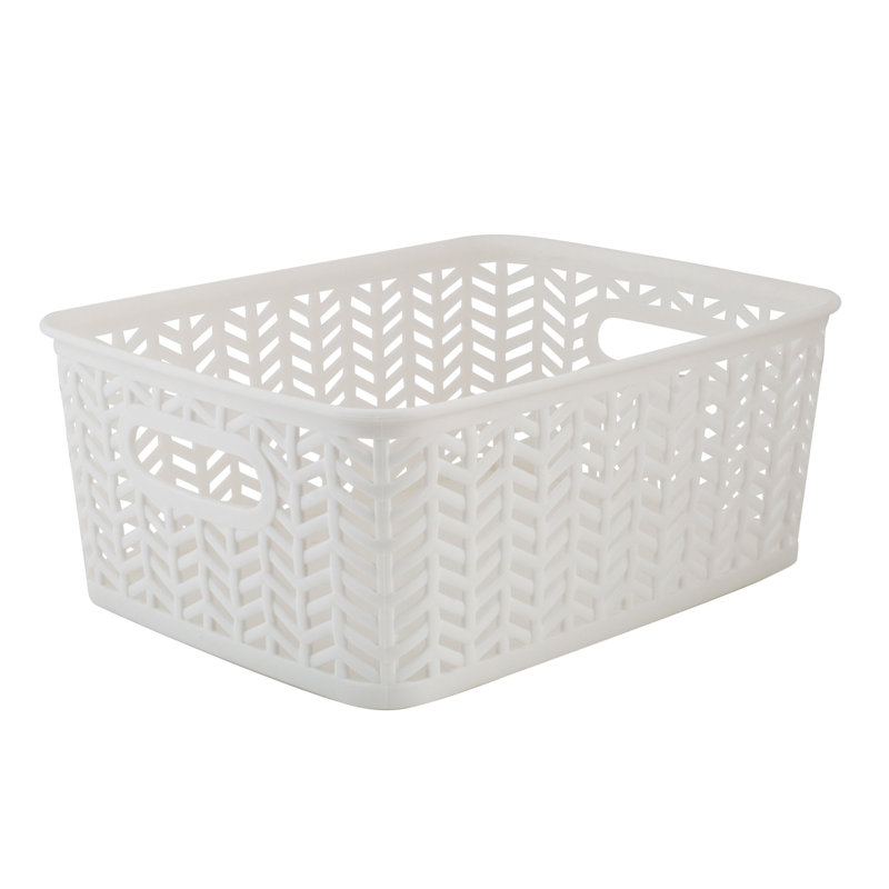 Panier en plastique, 8,75" H x 11,5" L x 13,75" D, blanc, 1