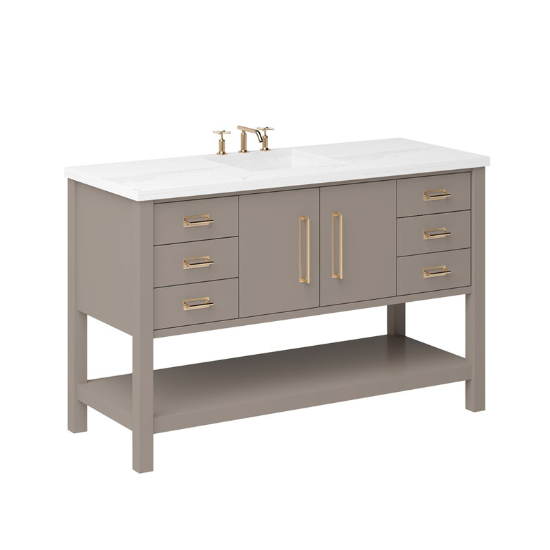 Kiawah Single Extra Wide Bath Vanity, Taos Taupe, Satin Gold, 48"