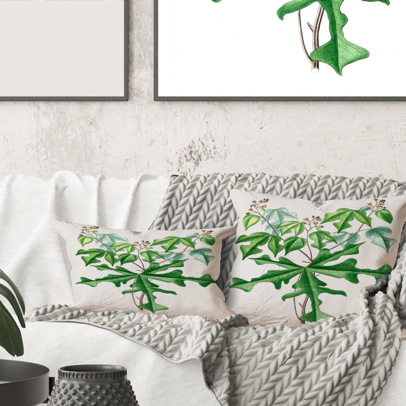 Carré, dessin rétro de plantes sauvages - coussin décoratif traditionnel, 16" x 16"