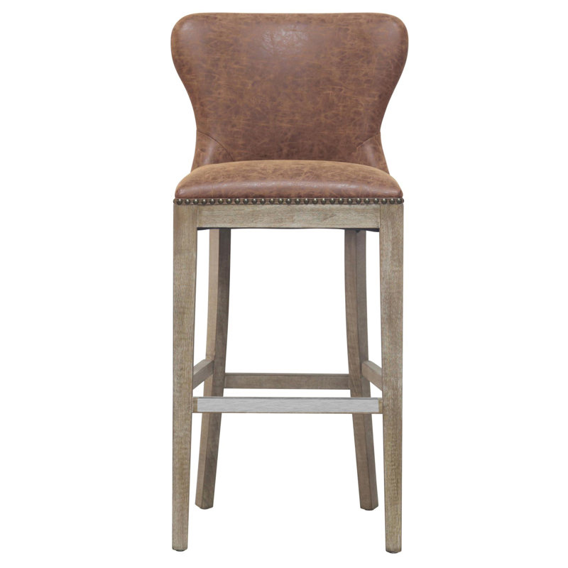 Grantham Upholstered Counter Stool, Counter Stool (26” Seat Height), Nubuck Chocolate faux leather