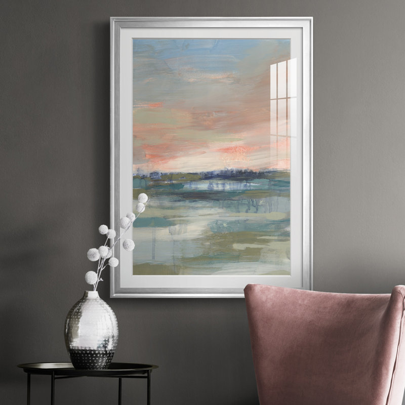 Vast Marsh I - Matted and Framed Under Acrylic Glass, Large Living Room Wall Art, 42.5" H x 30.5" W x 1" D, Silver