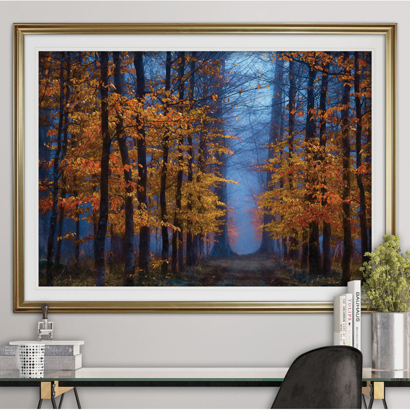 « the path of midas », reproduction de peinture à l’acrylique, Cadre doré, H 24 po x l 32 po x P 1,5 po