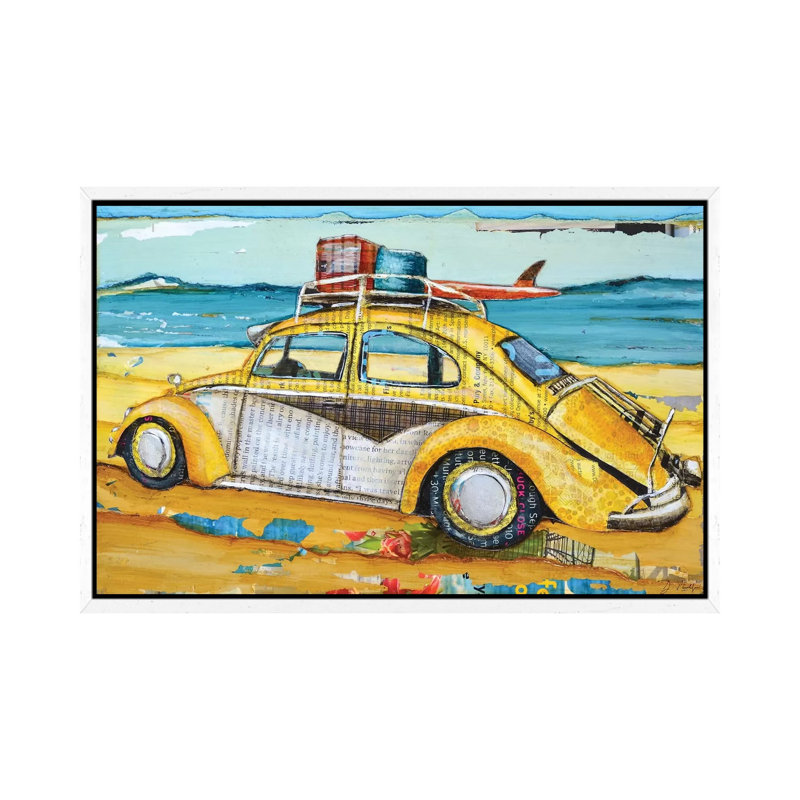 Love Buggy 1 Piece Wall Art on Canvas, 45.72cm H x 66.04cm W x 3.81cm D, White Framed