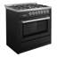 Cosmo 36 po Nebula Collection Cuisinière à gaz, 5 brûleurs, four à convection rapide, grilles en fonte en noir mat