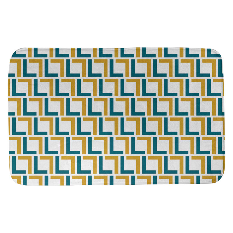 Tapis pour salle de bain Baltimore, l 17 po x L 24 po, White/Teal/Gold
