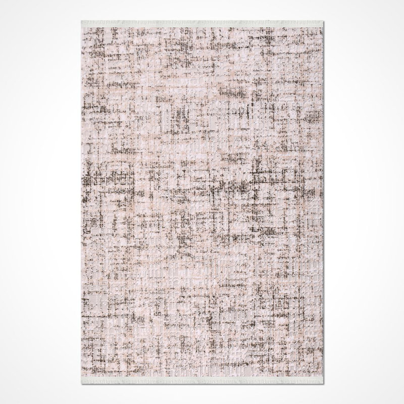 Tapis moderne / abstrait beige lavable à la machine antidérapant, Tapis de couloir 3 pi 3 po x 6 pi 6 po