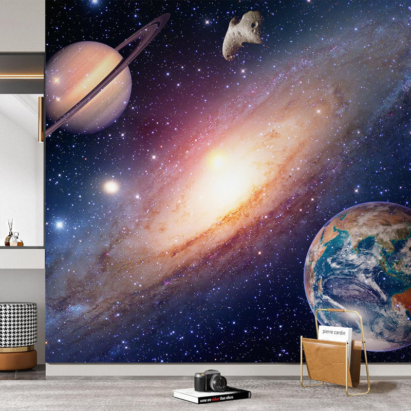 Planet In Outer Space Galaxy Peel & Stick Border, 72" L x 72" W