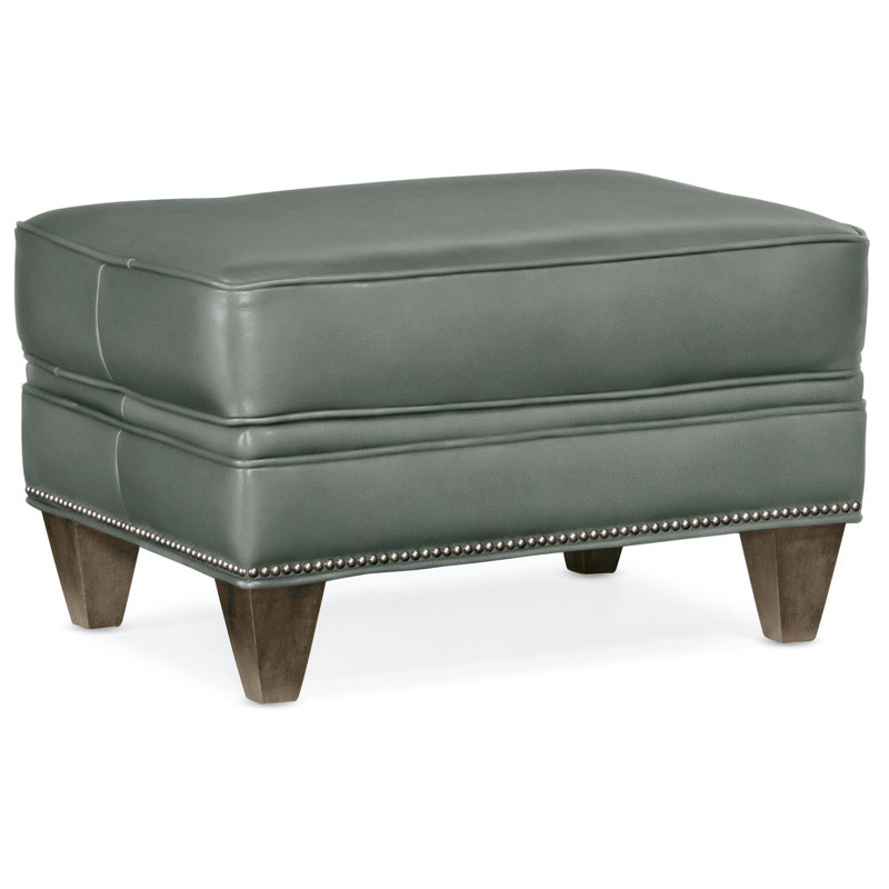 Reddish Ottoman, Gunmetal, Cobblestone, Rio Mineral Genuine Leather