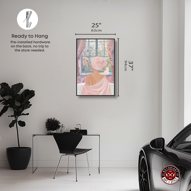 «Day Bath Time», toile tendance par Notoriart, Cadre noir, H 37 po x l 25 po